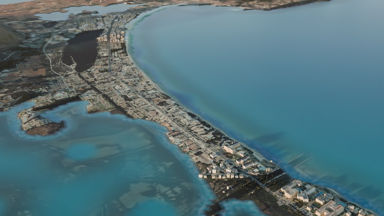 Mallorca 312 (kolarski maraton przez Tramuntanę) z lotu ptaka, wizualizacja z modelu 3D wyspy